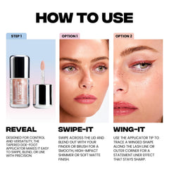 Sacheu applied on eyelid step-by-step showing seamless blending and crease resistance