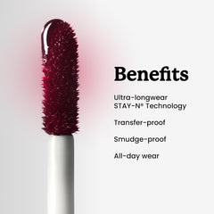 Sacheu before and after lip comparison showing defined, transfer-proof finish