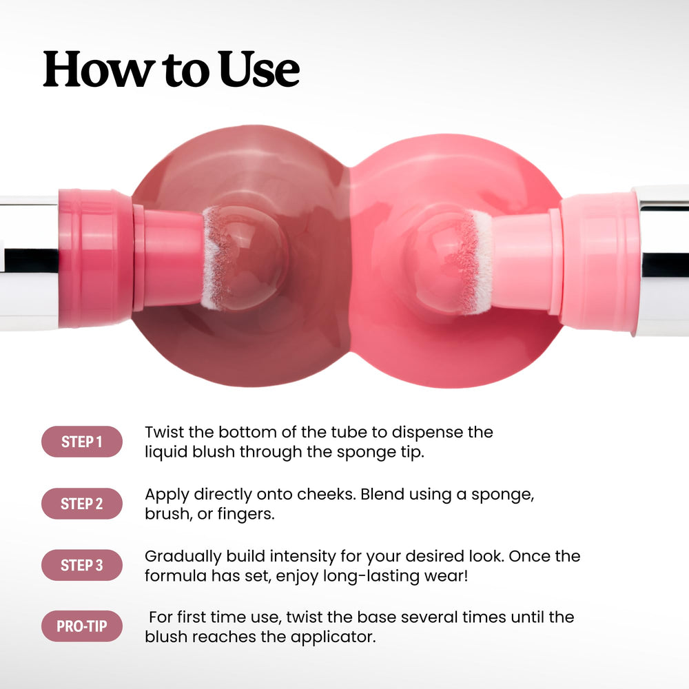 Sacheu demonstration applying blush to cheek for quick on-the-go touch-ups