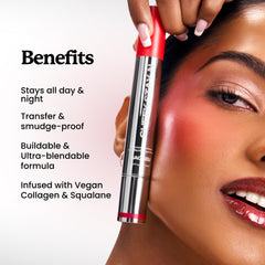 Sacheu Cheek STAY-N creamy texture swatch showing blendable, dewy payoff