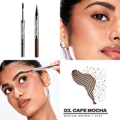 Sacheu dual-ended brow gel and freckle pen displayed flat to show function