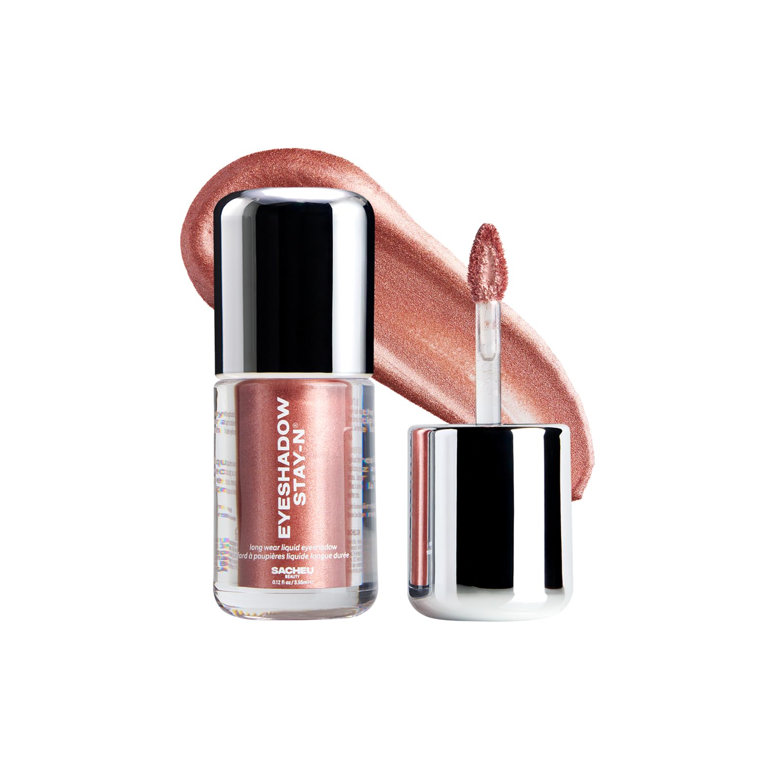 Sacheu front packaging showing label and shade, benefits longwear color