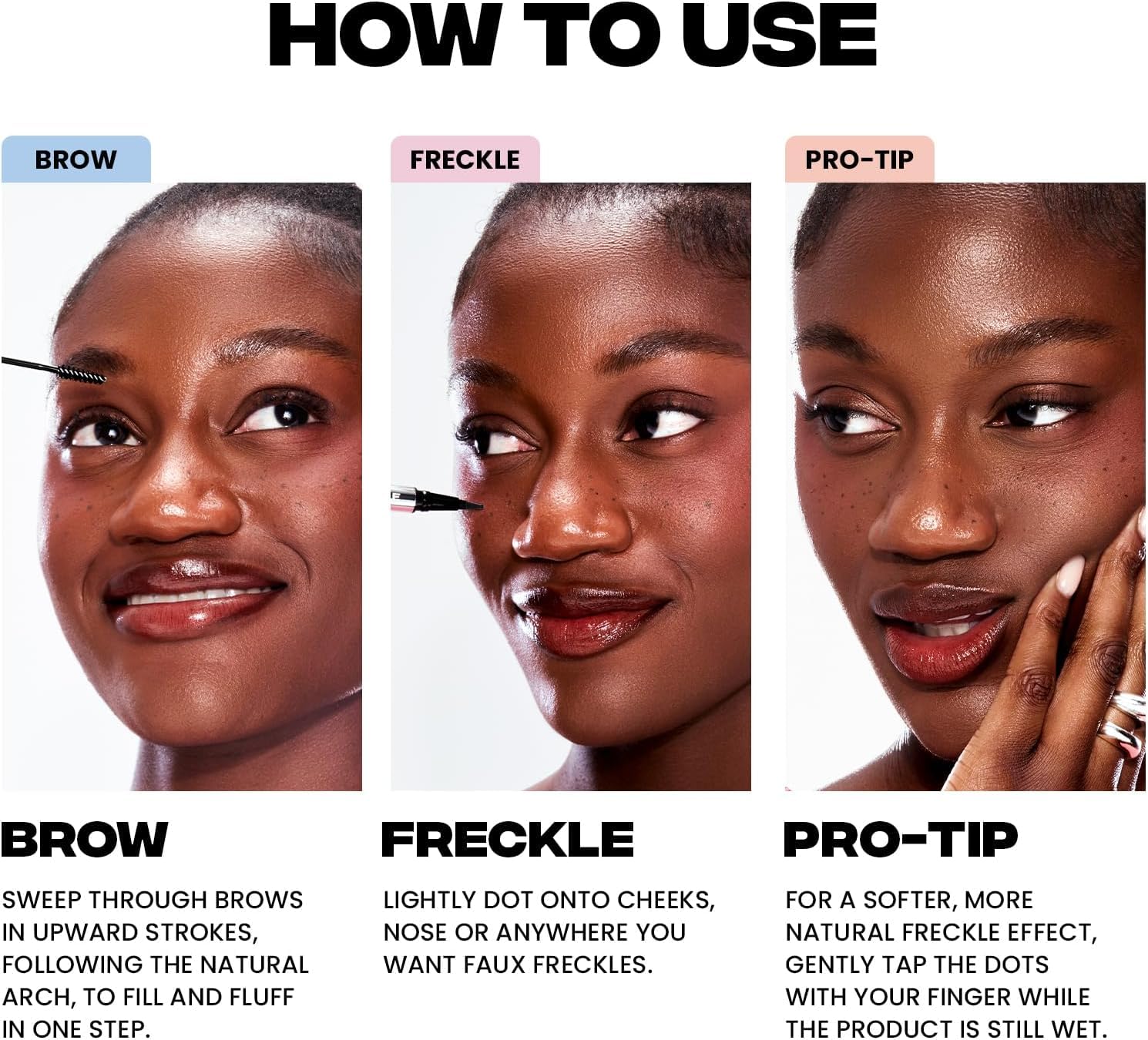 Sacheu applied on model brows demonstrating longwear, defined shape