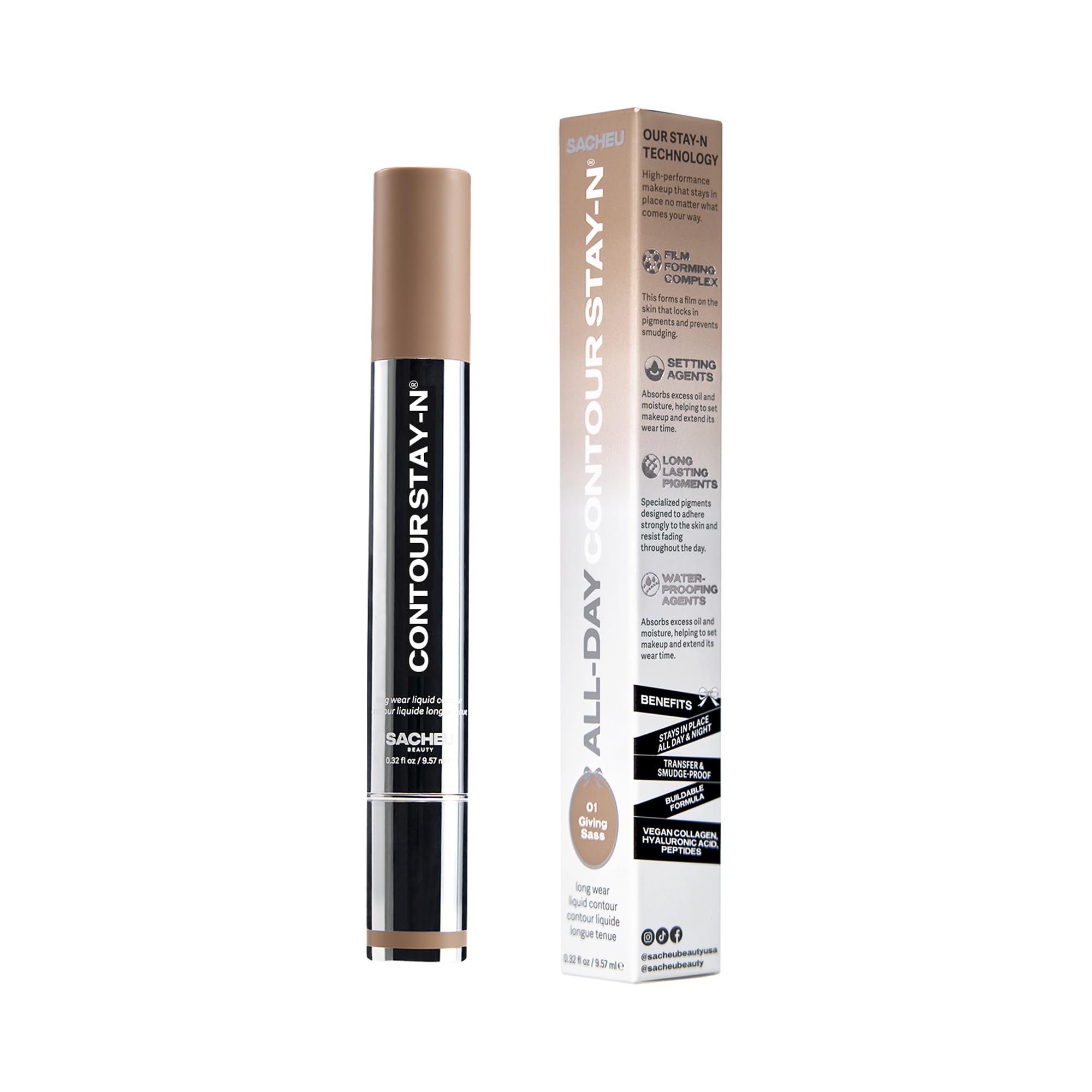 Sacheu STAY-N before and after side-by-side comparing subtle contour to defined sculpt