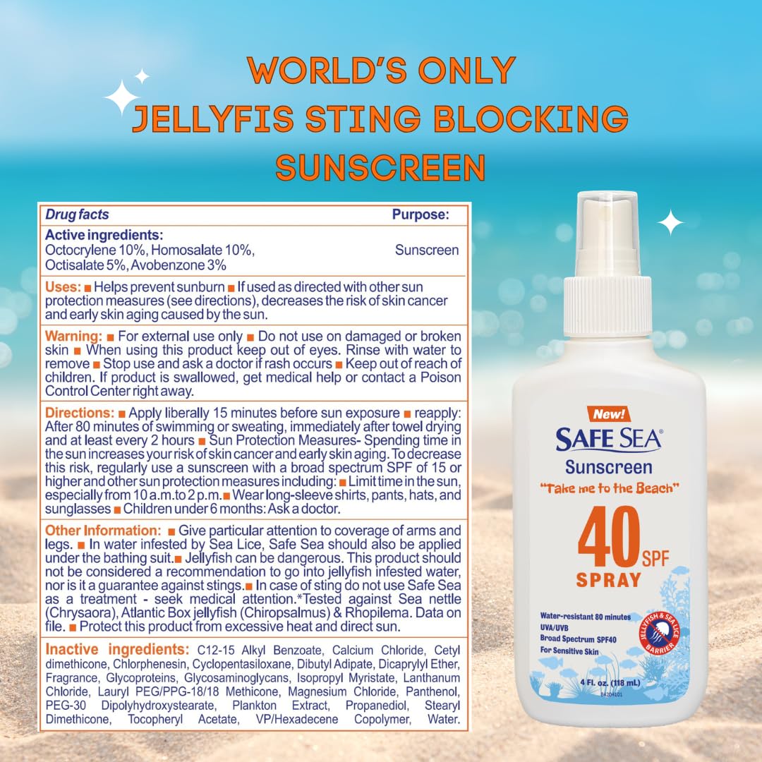 SAFE SEA lotion on beach towel illustrating sun and sea readiness