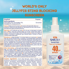 SAFE SEA lotion on beach towel illustrating sun and sea readiness