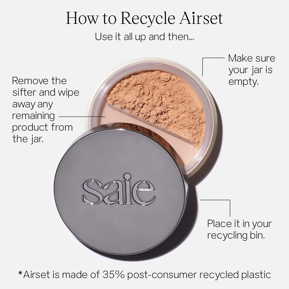 Saie product label and ingredient list displaying squalane and mica benefits