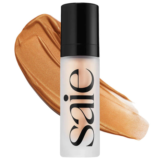 Saie bottle front view showing shade and packaging for easy identification and shelf appeal