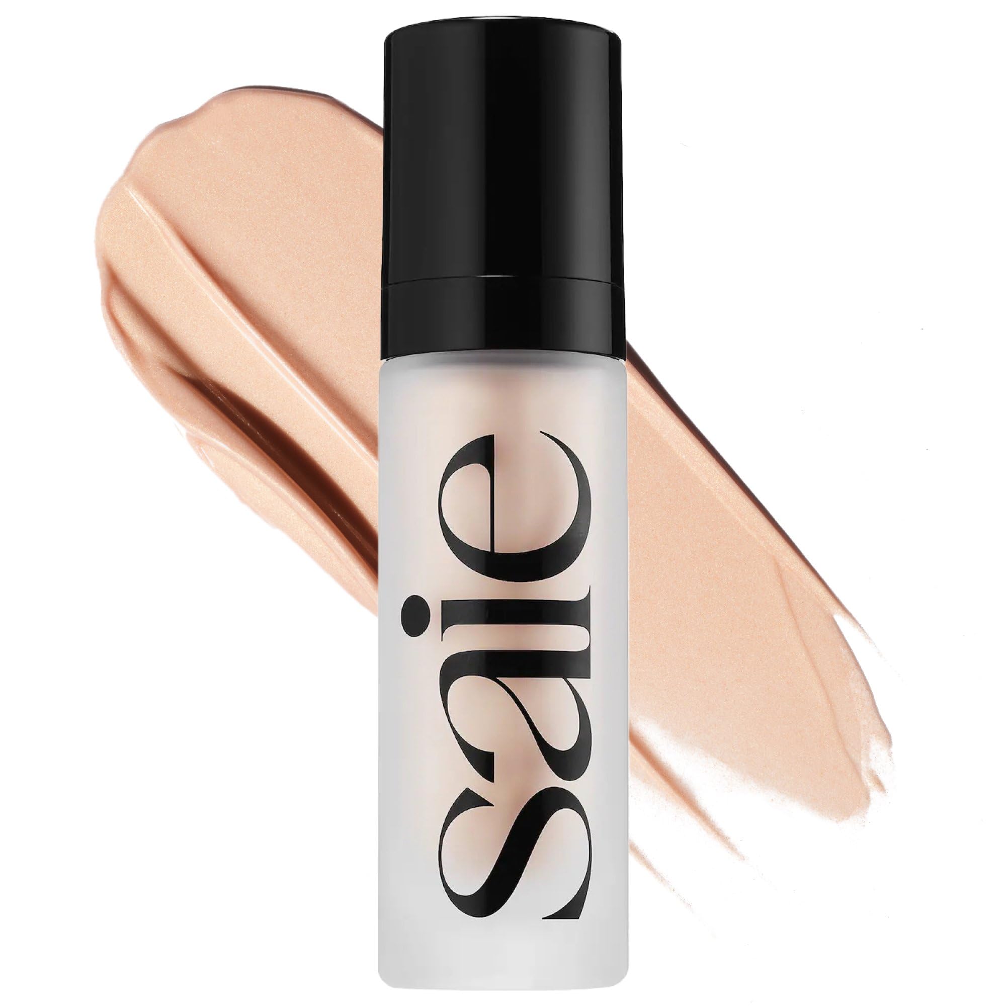 Saie Glowy Super Gel front bottle showing warmglow shade and compact size benefit