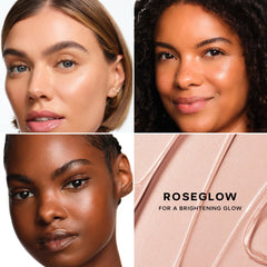 Saie Glowy Super Gel mixed into foundation showing customizable glow benefit