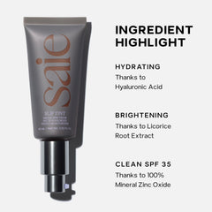 Saie Slip Tint worn outdoors demonstrating lightweight sun protection
