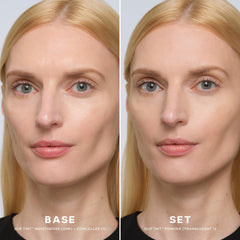 Saie powder texture close-up showing fine-milled finish for soft-focus