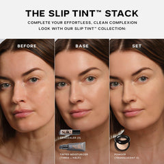 Saie Slip Tint next to ruler showing 1.35 oz size and portability