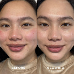 Saie Slip Tint texture swipe highlighting silky, hydrating finish benefit