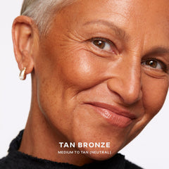 Saie Sun Melt blended with a buffing brush, shows effortless application benefit
