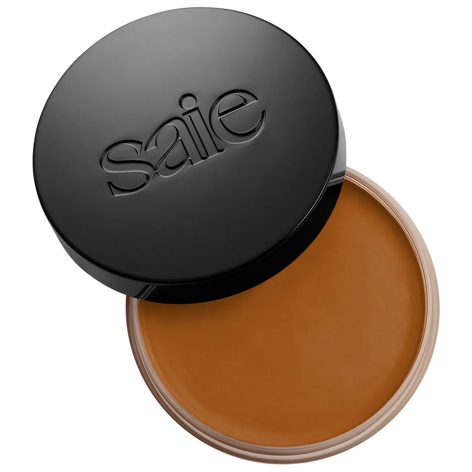 Saie Sun Melt front compact showing shade and packaging for easy color choice