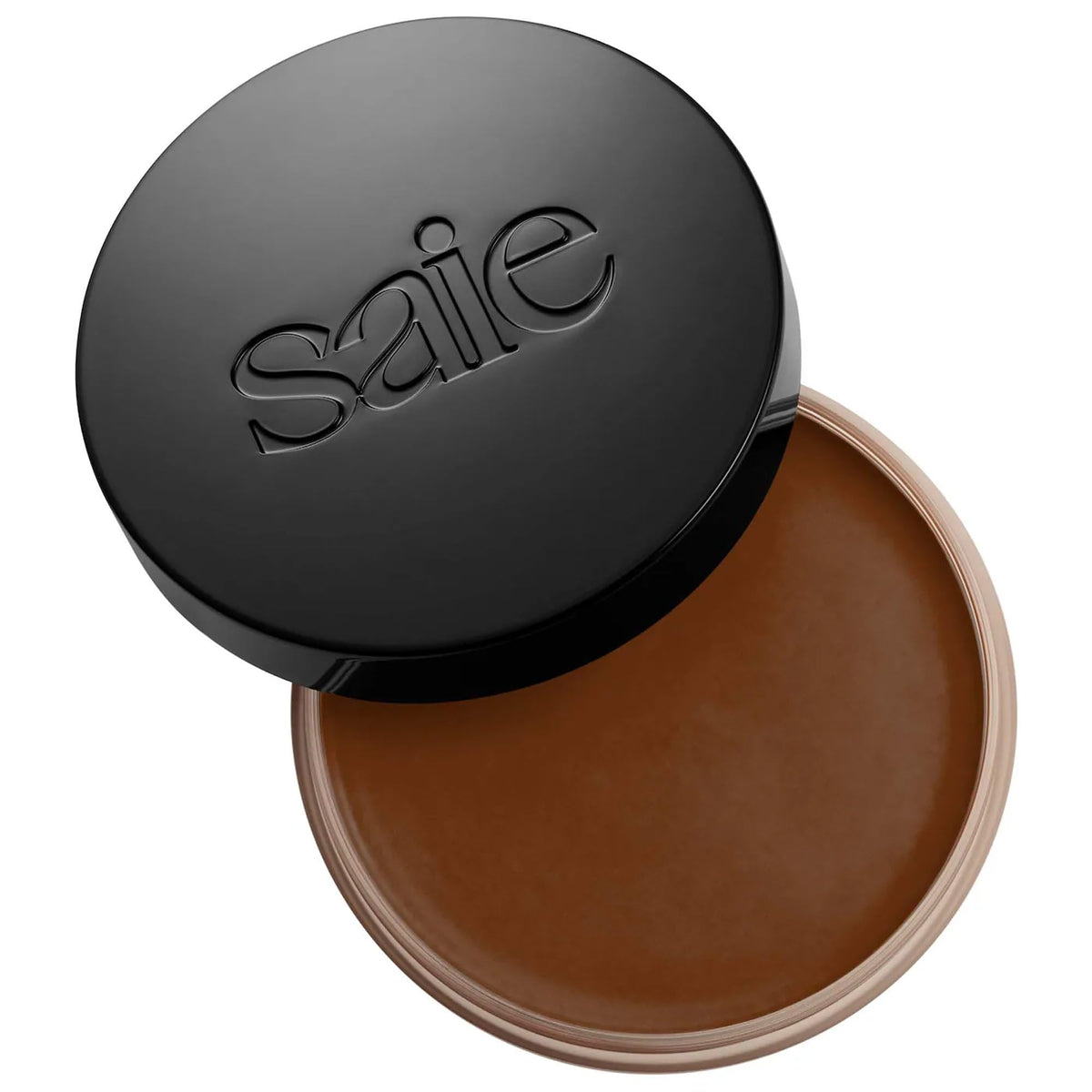 Saie Sun Melt front packaging showing shade and compact, conveys convenience