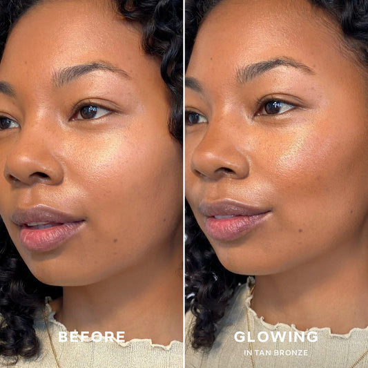Saie Sun Melt creamy texture swipe on skin, demonstrates smooth blendability