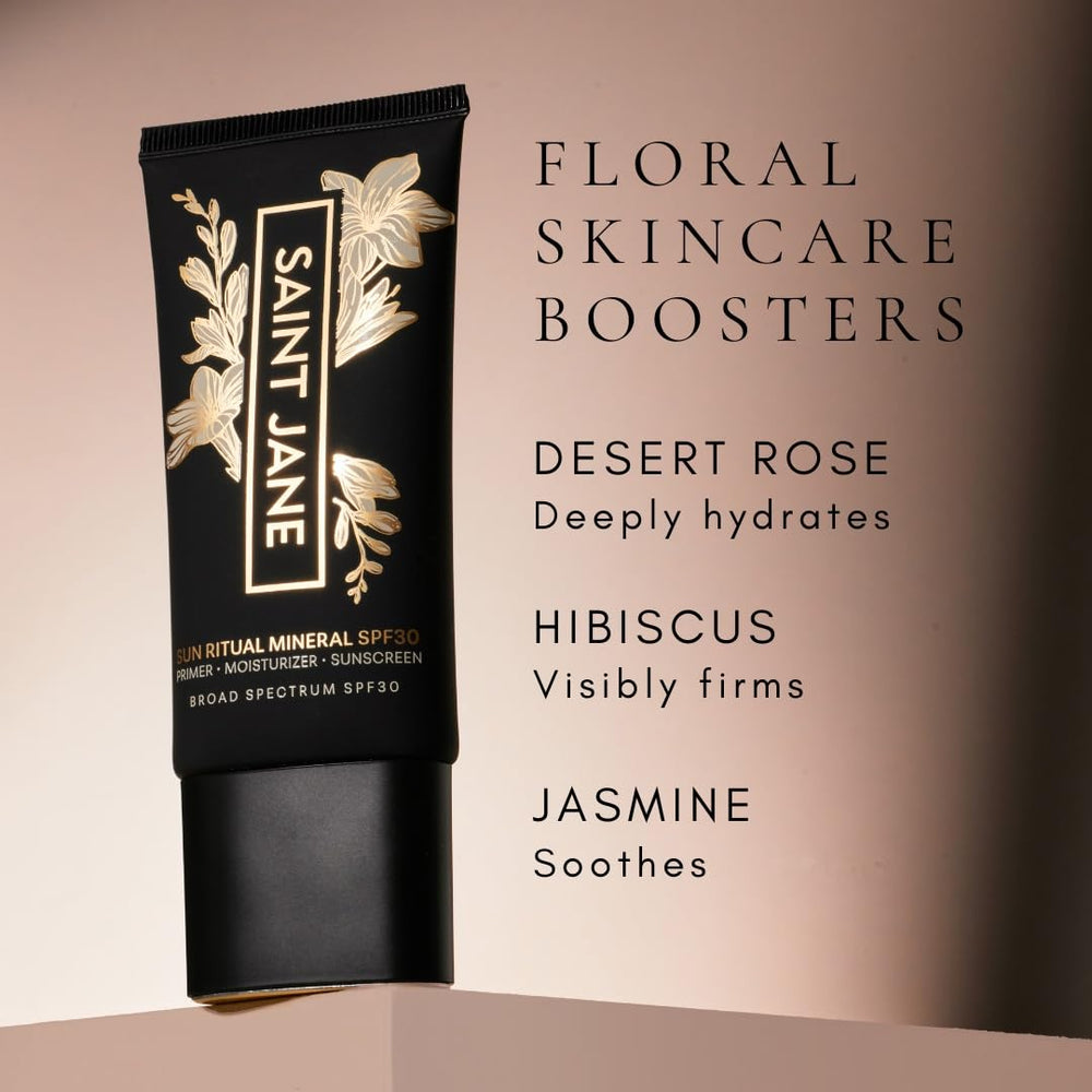 SAINT JANE hibiscus and jasmine blooms indicating hydrating and soothing action