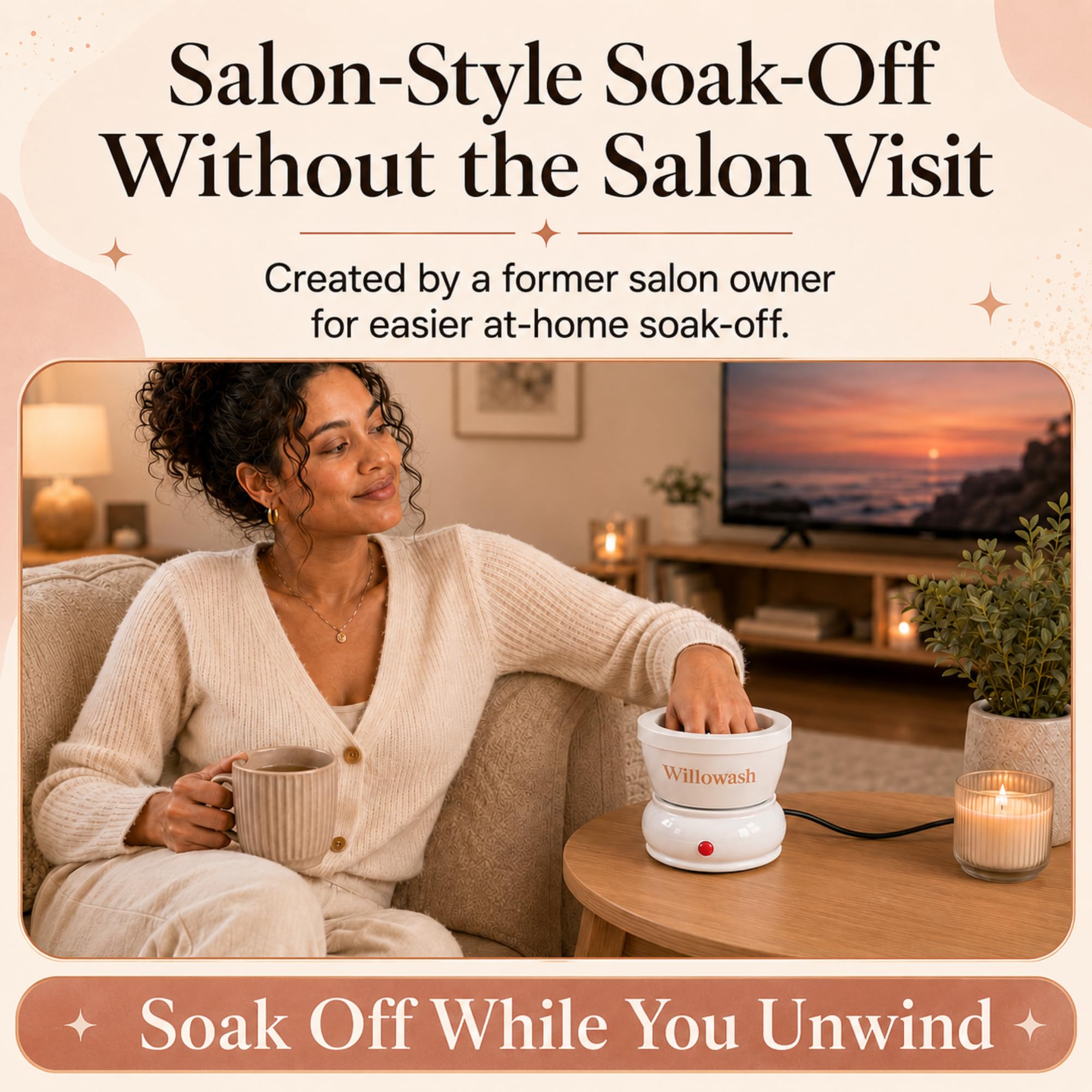Saint Willo lifestyle image of hand treatment showing moisturized cuticles