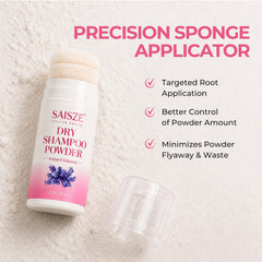 SAISZE application on roots illustrating targeted oil absorption and instant lift