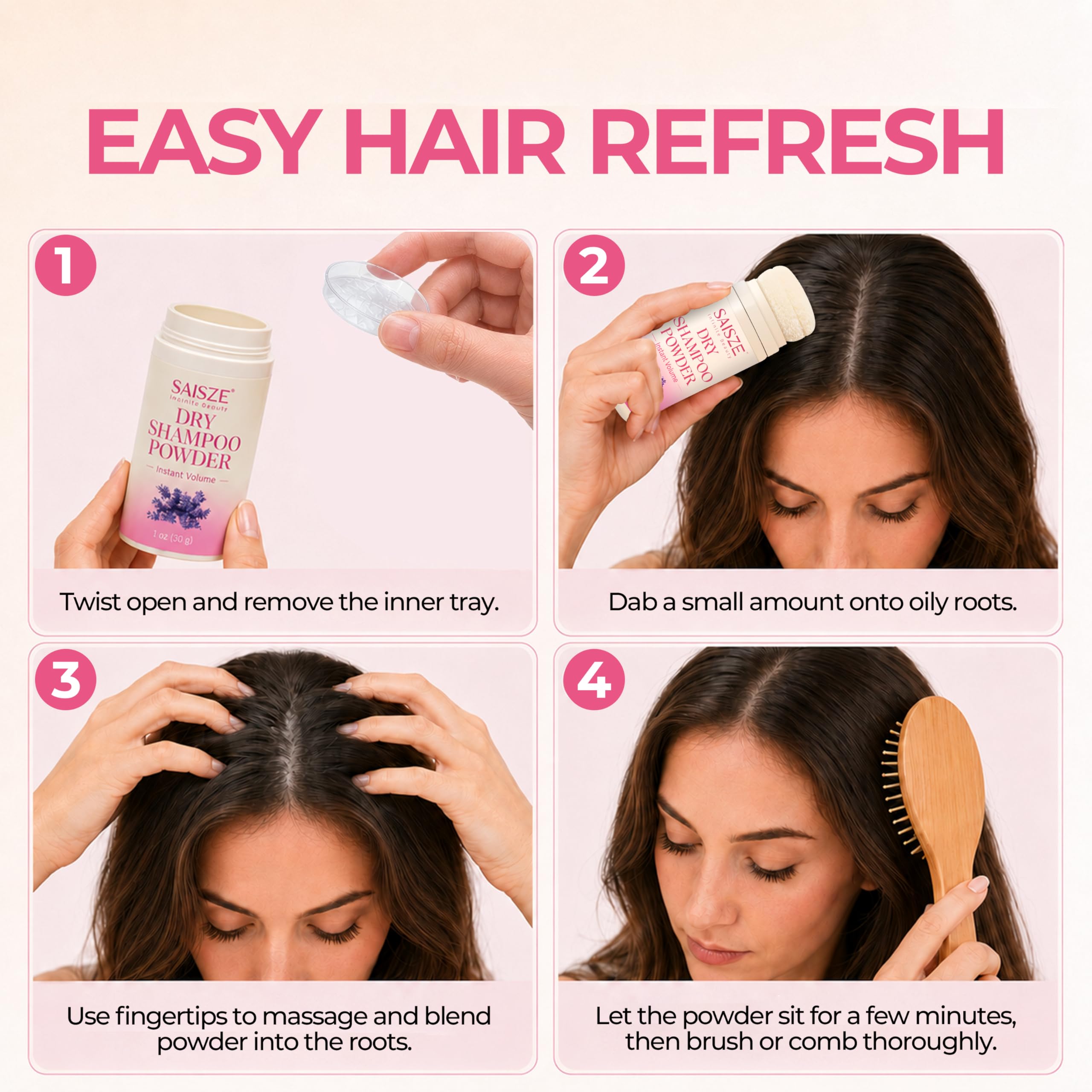 SAISZE before and after hair showing refreshed light-colored roots and added volume