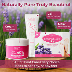 SAISZE label close-up highlighting urea 40 percent and salicylic acid content