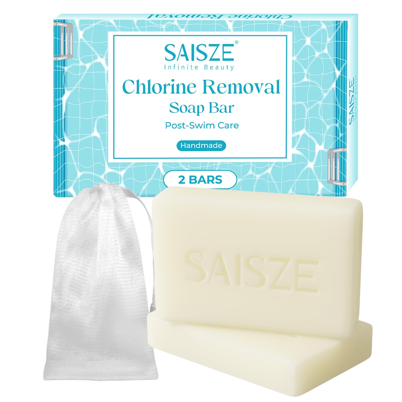 SAISZE front packaging showing the chlorine removal soap benefits and clear labeling