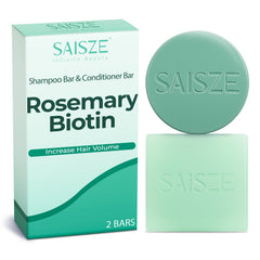 SAISZE front packaging showing compact shampoo and conditioner set, eco-friendly convenience