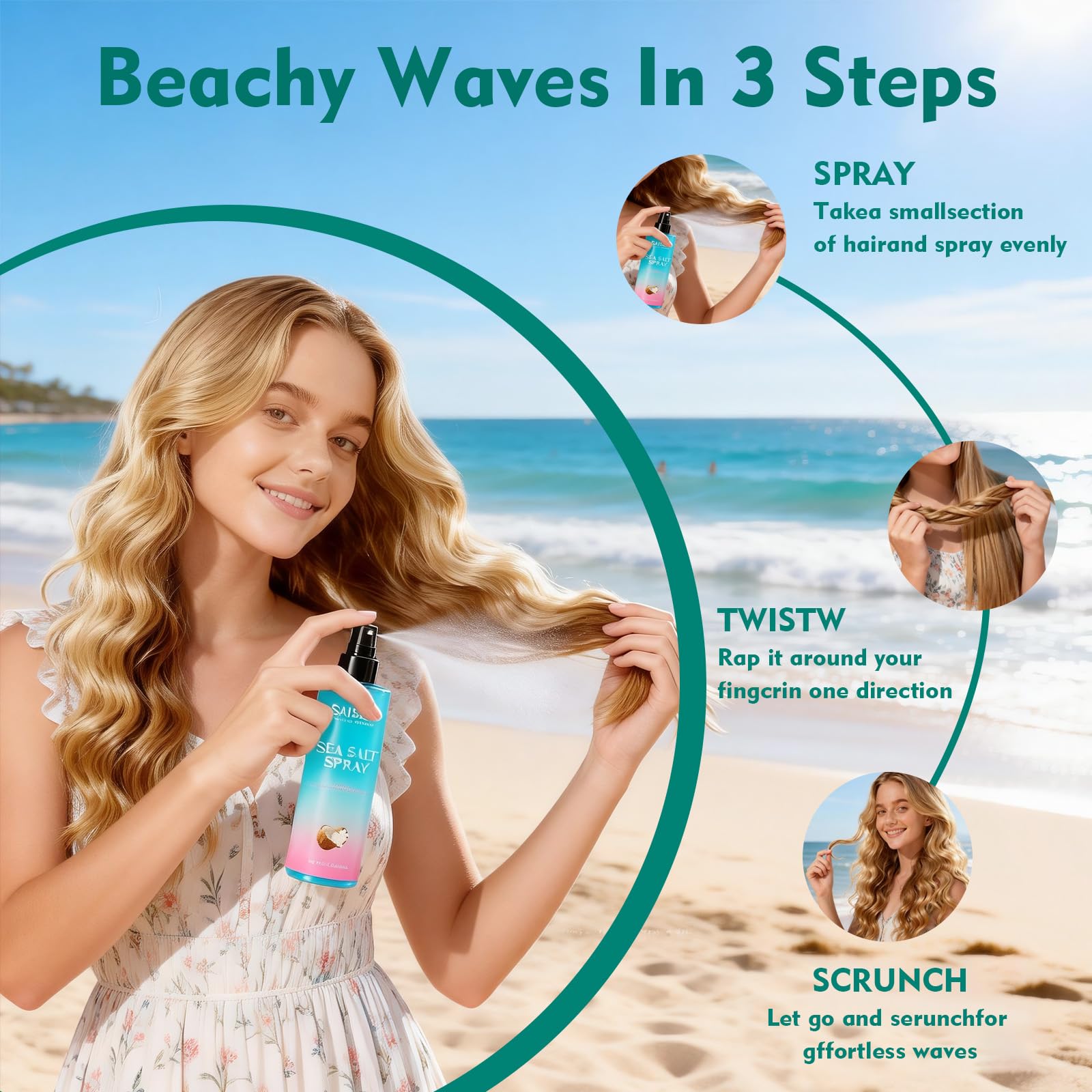SAISZE ingredients aloe kelp and sea salt emphasizing nourishing formula