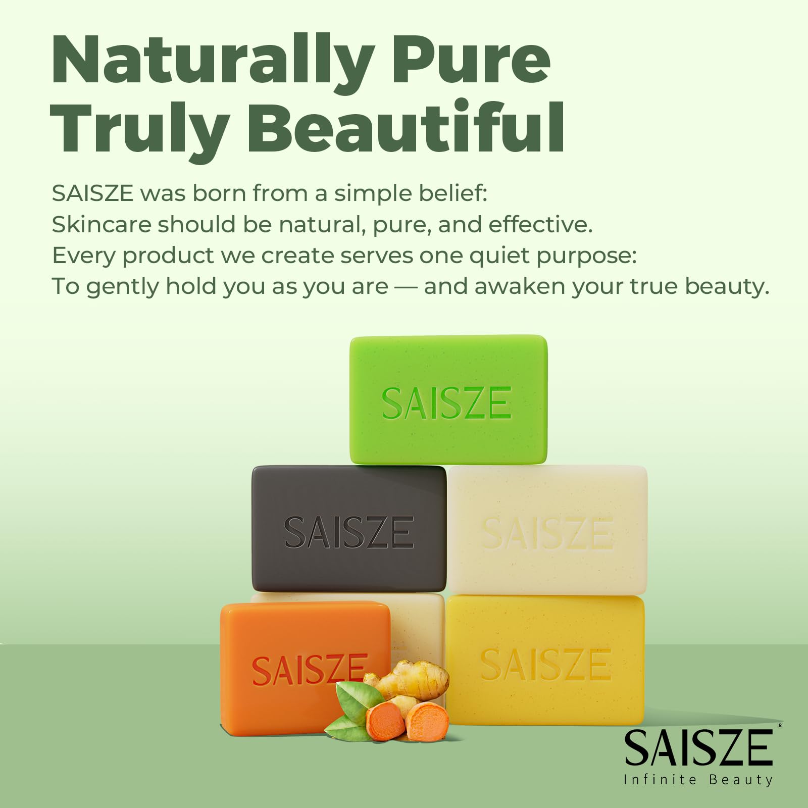 SAISZE soap displayed in bathroom for a fresh, natural routine