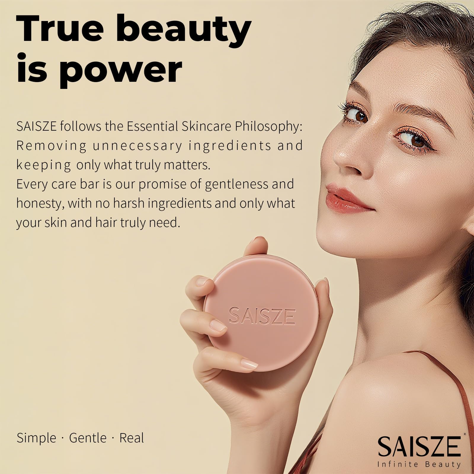SAISZE packaging eco label emphasizing plastic-free sustainable choice