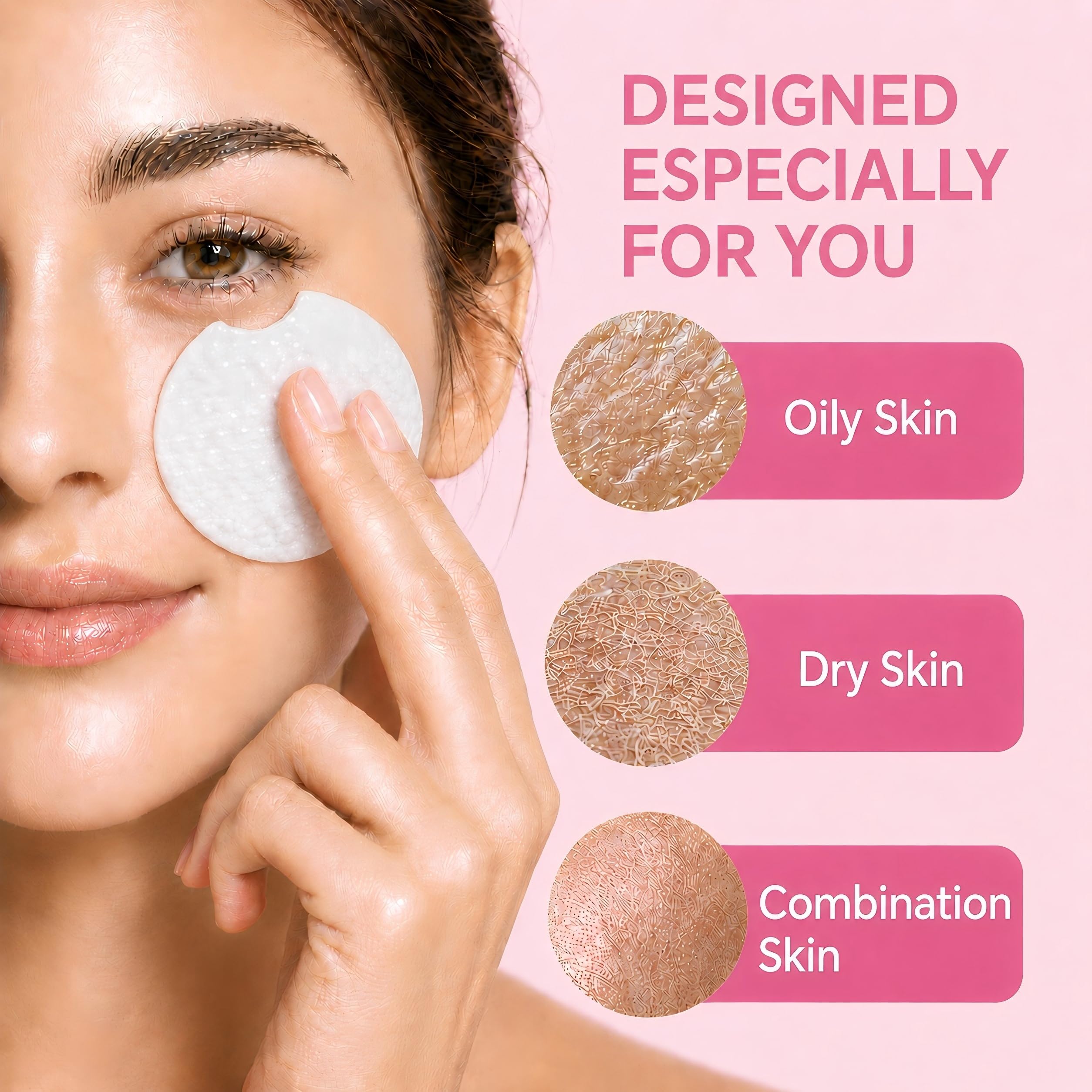 SAISZE pad soaked detail with liquid saturation for efficient exfoliation