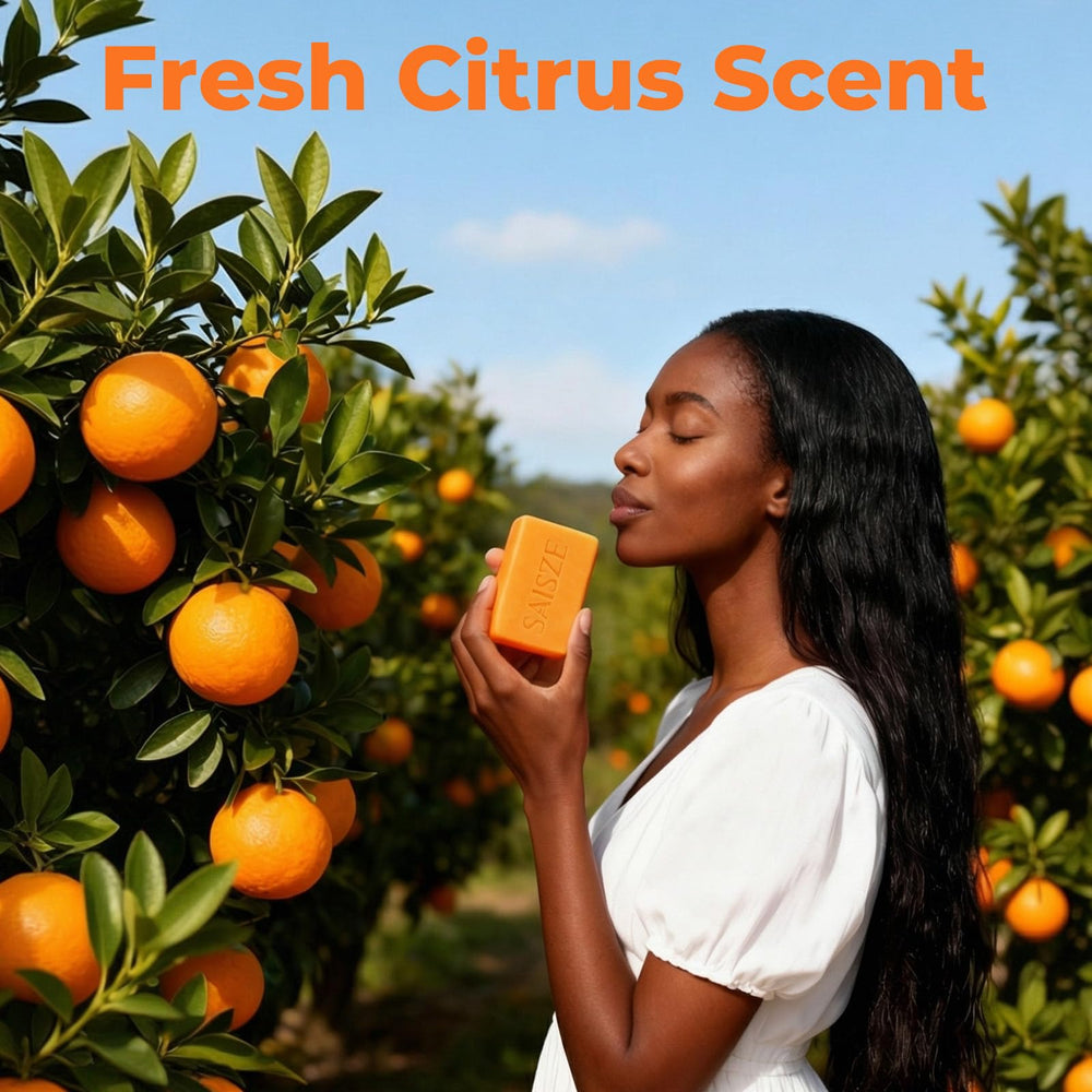 SAISZE soap bar held in hand showing 4oz size and control