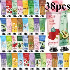 Sakose front packaging showing 38 assorted mini hand cream tubes for gifting