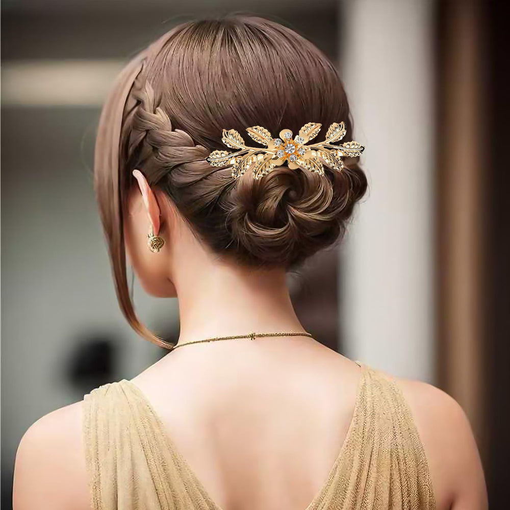salbsever combs inserted in bridal updo showing stability and decorative enhancement
