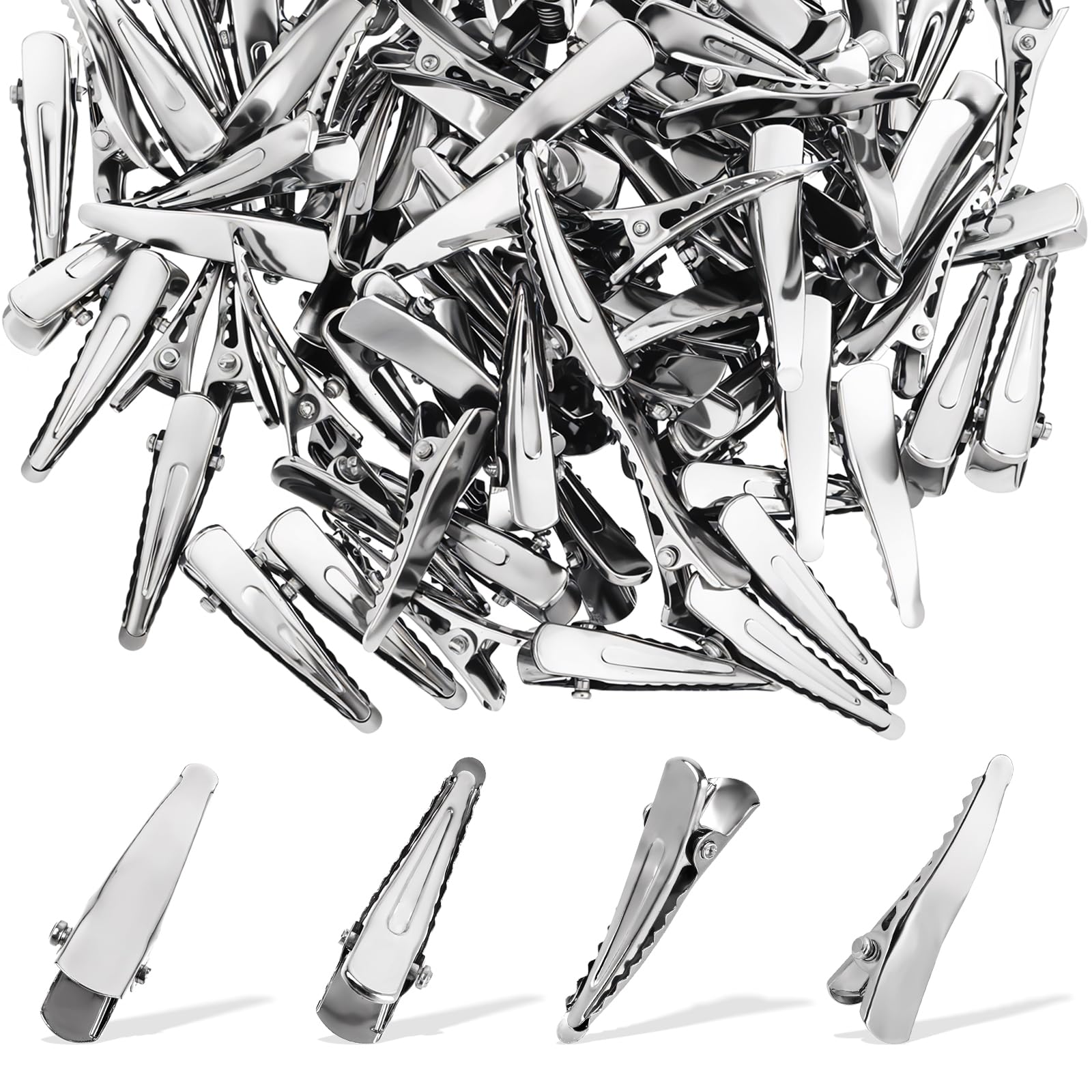salbsever front view of 100 silver clips showing neat uniform finish and quantity benefit