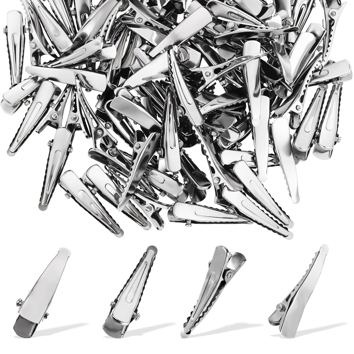 salbsever front view of 100 silver clips showing neat uniform finish and quantity benefit