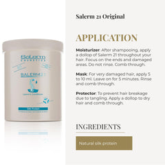 SALERM being applied to damp hair to detangle and hydrate strands benefit