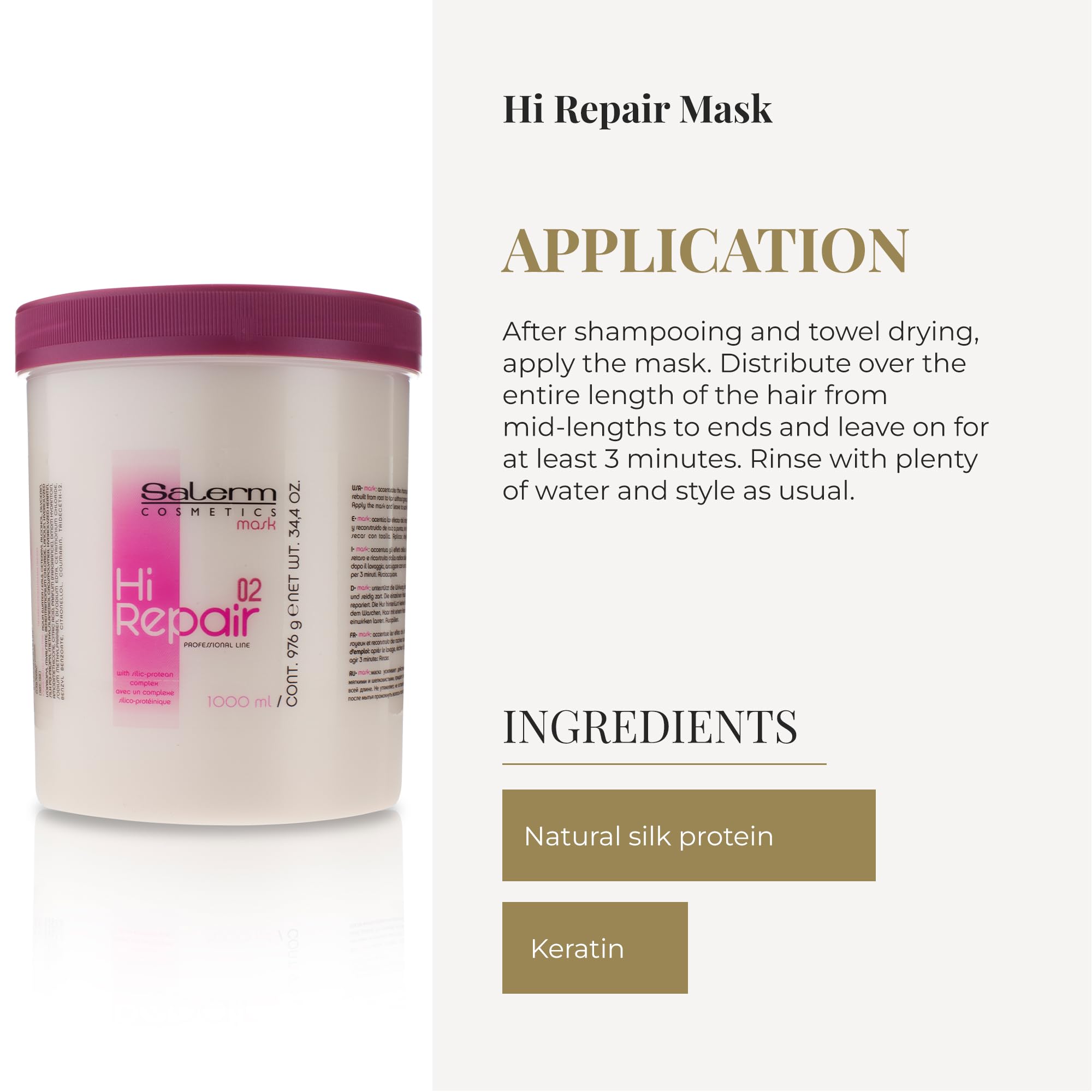 SALERM mask applied by stylist in salon for visible repair benefits