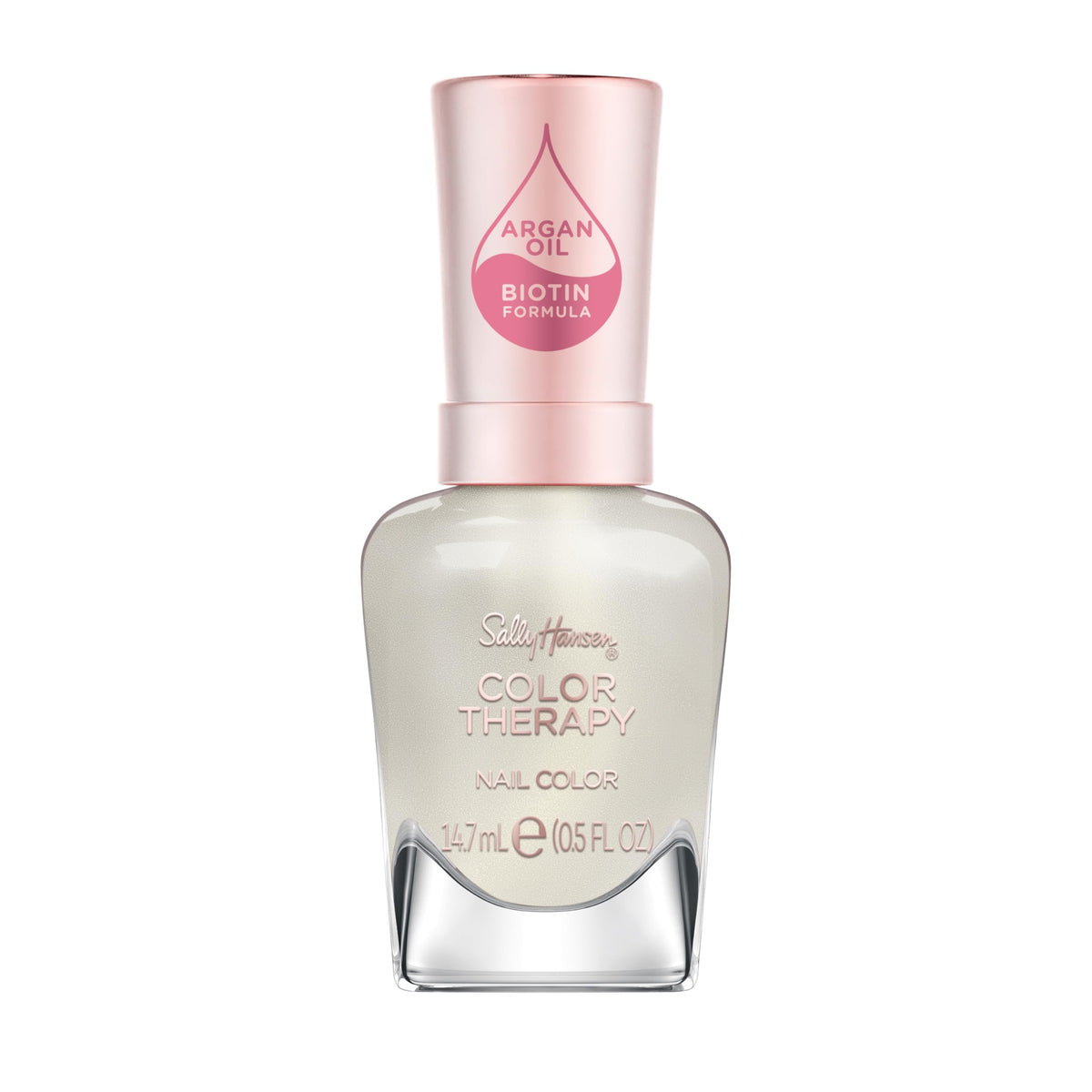 Sally Hansen bottle front view shows pearlescent shade and salon finish