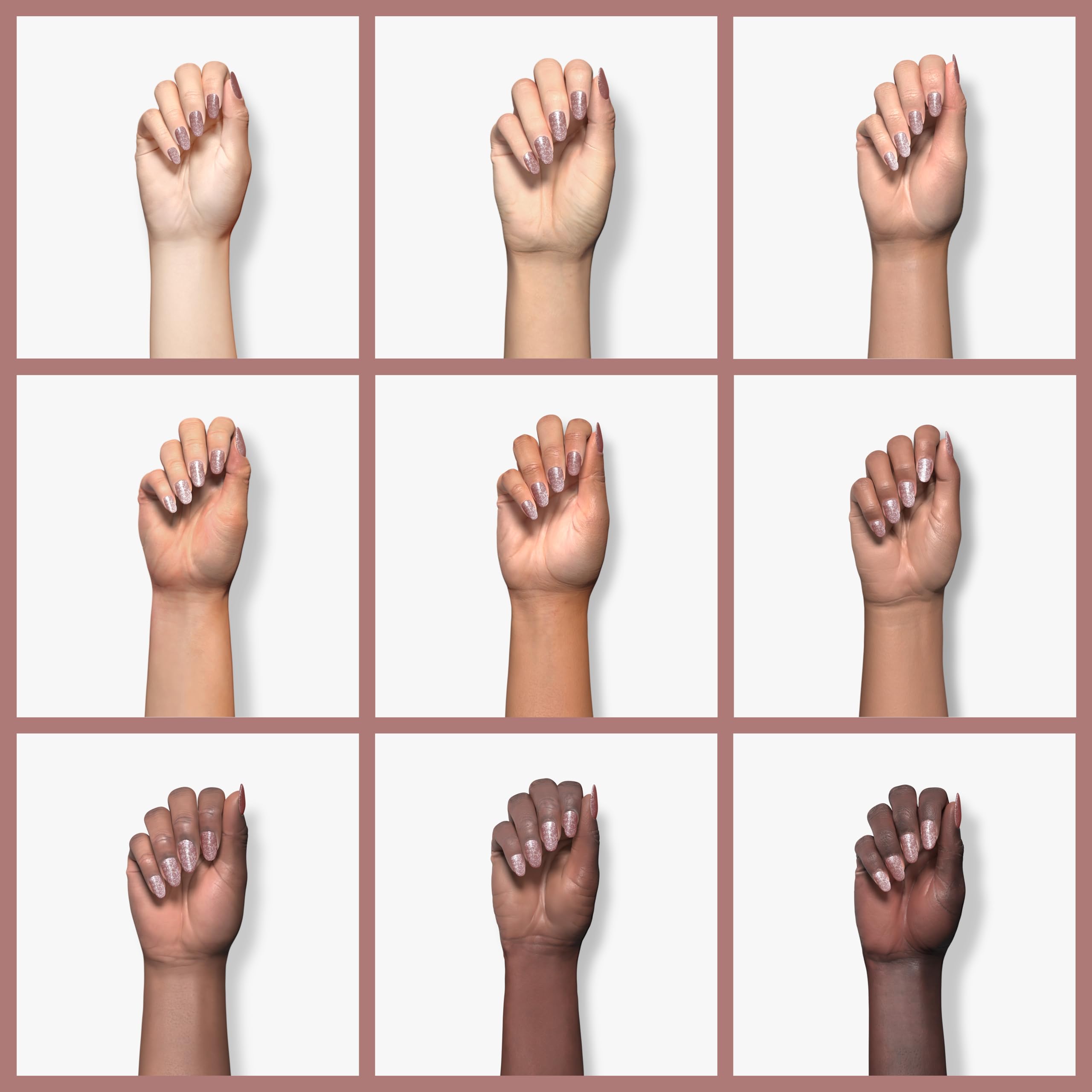 Sally Hansen swatch on fingers demonstrating opaque two-coat finish