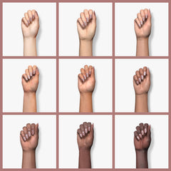 Sally Hansen swatch on fingers demonstrating opaque two-coat finish