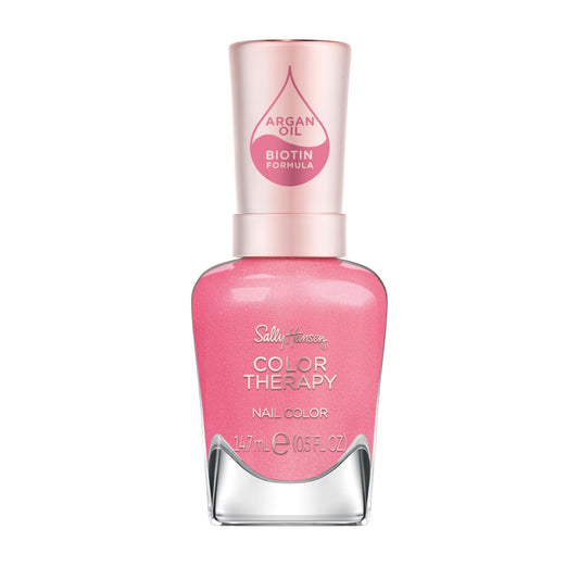 Sally Hansen front bottle showing rose pink color and glossy finish benefit