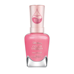Sally Hansen front bottle showing rose pink color and glossy finish benefit