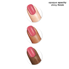 Sally Hansen painted nails with 315 Fast and Fuchsia showing opaque one-coat coverage
