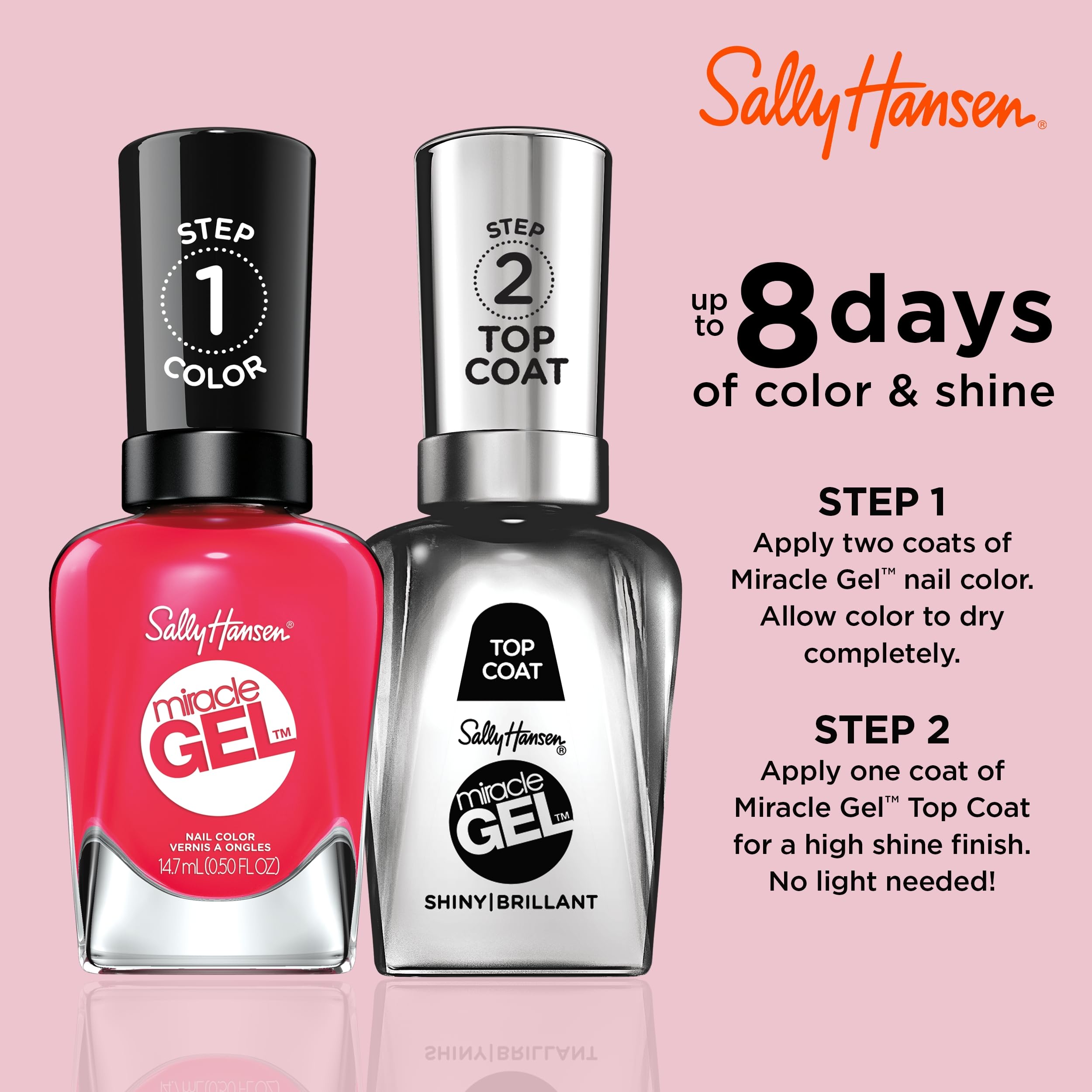 Sally Hansen brush stroke of 329 Pink Tank showing smooth coverage benefit