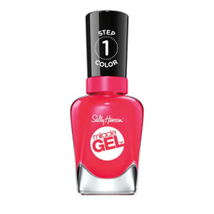 Sally Hansen bottle front view showing 329 Pink Tank and glossy finish benefit