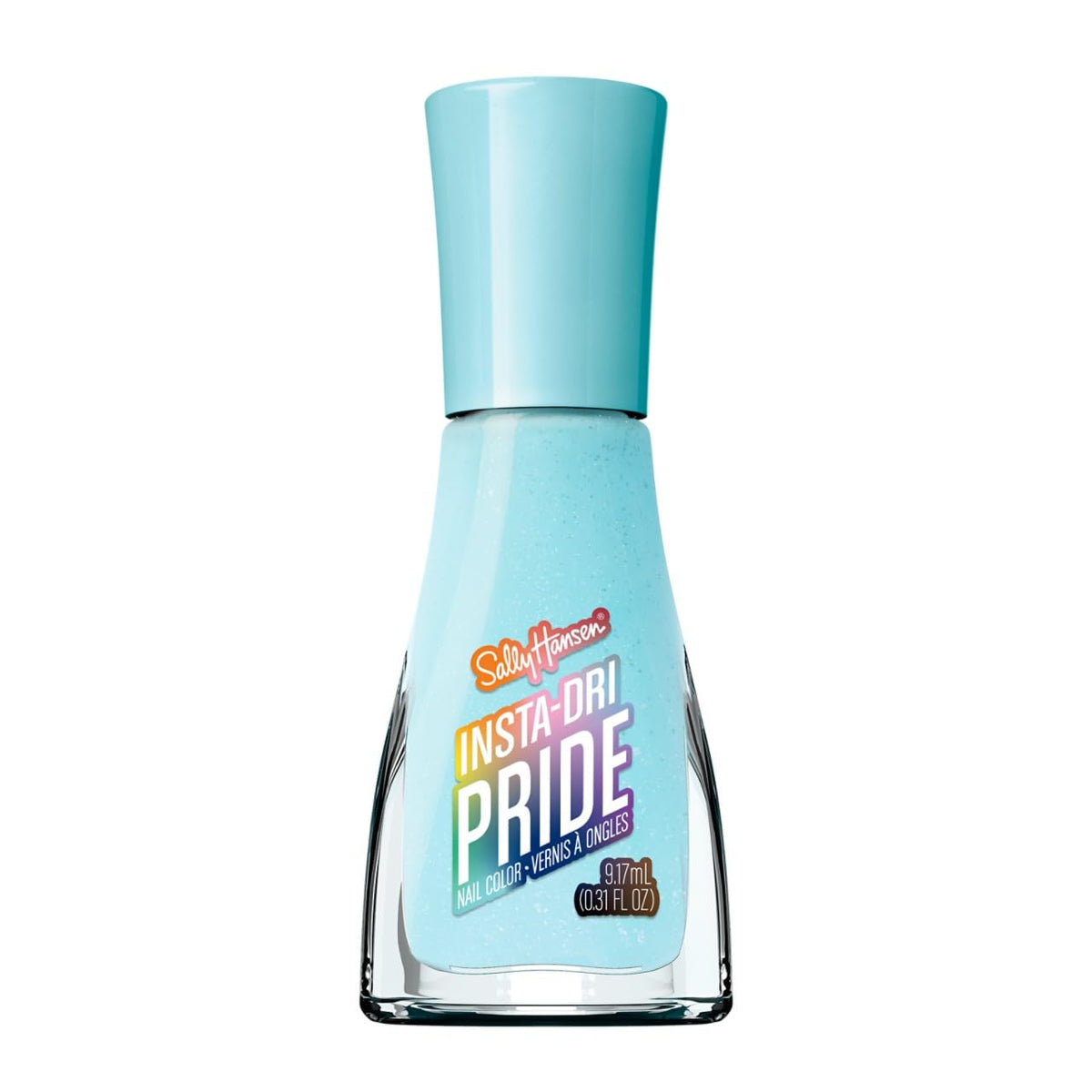 Sally Hansen front bottle showing Unapologetically Blue shade and fast dry benefit