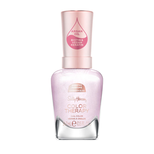 Sally Hansen bottle front view showing calming lavender shade and glossy finish